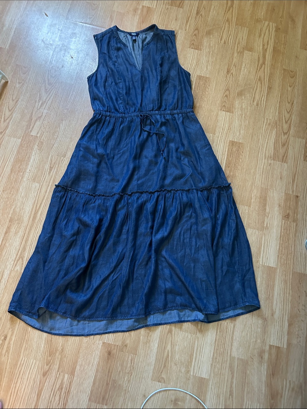 Chaps Navy Sleeveless Tiered Maxi Dress